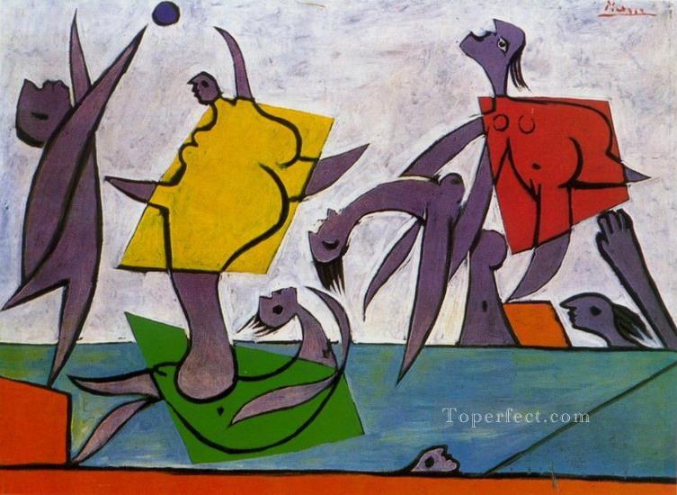 Le sauvetage Jeu de plage et sauvetage 1932 Cubismo Pintura al óleo